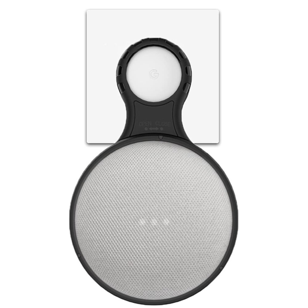 EM02 Mini Holder ABS Wall Mount Stand, No Screws Required, Smart Home Speaker Accessory Rack, Space Saving for Kitchen, Bathroom and Bedroom (Google Home Mini, Black)