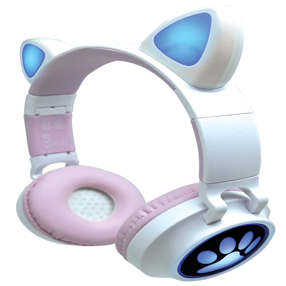 LEXiBOOK - 2-in-1 Wireless Rechargeable Headphones with Lights - Stereo Sound, Wireless Wired, Foldable, Adjustable, LED Lights - HPBTKT
