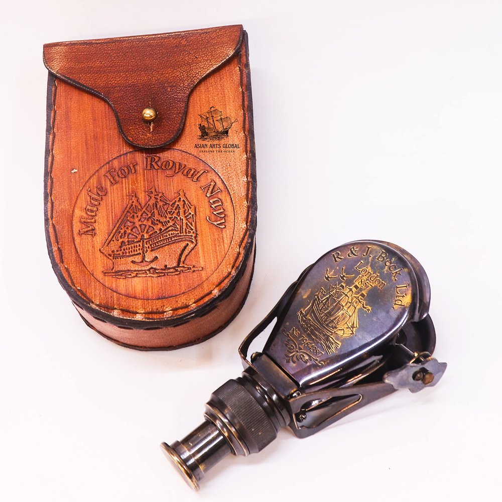 Asian Arts Global Brass Monocular Spyglass | Travelling Binoculars Telescope for Father, Boyfriend | Decorative Nautical Item