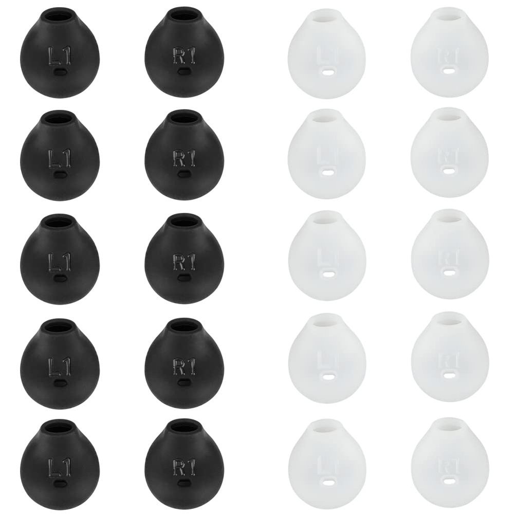 10 Pairs Silicone Earbud Covers - Tips and Pads Replacement Compatible With Samsung Galaxy Note 5/Note 7/S7/S6/S6 Edge/Level U Bluetooth Wireless Earbuds (Black & White)