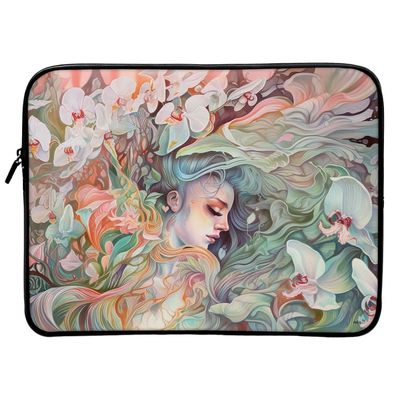 Floral Mac Book Pro 16" Sleeve - Woman Illustration Laptop Sleeve - Printed Mac Book Sleeve