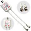 GROWORD 2-Way coaxial Cable Splitter, 5-2500MHz CATV Splitter with 6 RG6 Coaxial Cable and 2 Coax Connectors, for Pass Power to LNB, Improve TV Satellite Antenna Signal Quality, Corrosion Resistant view 1