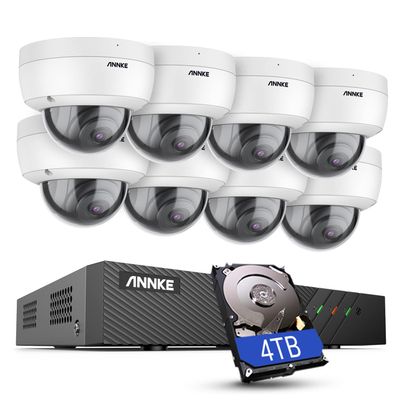 ANNKE H500 8CH PoE Security Camera System w/ 6MP NVR, 8X 5MP IP Outdoor Cameras, Audio Recording, Color Night Vision, Smart Motion Detection, IP67, 24/7 Video Surveillance, Include 4TB HDD