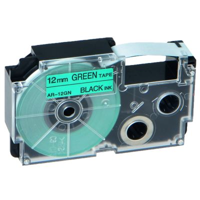 NineLeaf 50 Pack Compatible for XR-12GN XR12GN XR-12GN2S XR12GN2S 12mm 1/2'' Black on Green Label Tape LT for EZ Label Printer CW-L300 KL-60 KL-60SR KL-100