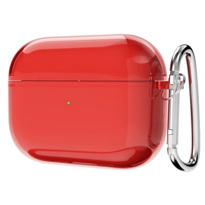 Svanove for Airpods Pro Case Clear Hard Plastic, Transparent Simple Cute Airpods Pro 1st Generation Case with Keychain, Y2k Aesthetic Trendy Airpods Cover Accessories for Women Girl, Red