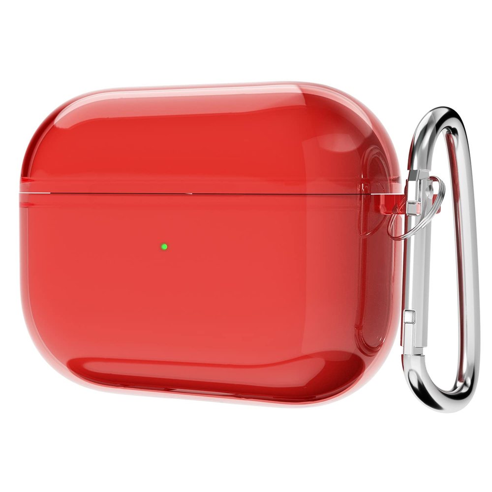 Svanove for Airpods Pro Case Clear Hard Plastic, Transparent Simple Cute Airpods Pro 1st Generation Case with Keychain, Y2k Aesthetic Trendy Airpods Cover Accessories for Women Girl, Red