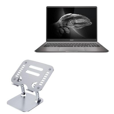 BoxWave Stand and Mount Compatible with MSI Creator Z16P (16 in) - Executive VersaView Laptop Stand, Ergonomic Adjustable Viewing Angle Metallic Riser - Metallic Silver