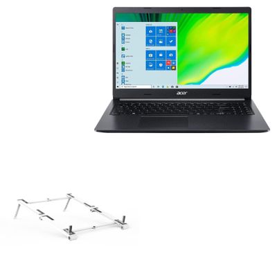 BoxWave Stand and Mount Compatible with Acer Aspire 5 (A515-44) - Pocket Aluminum Stand 3-in-1, Portable Multi Angle Viewing Riser - Metallic Silver