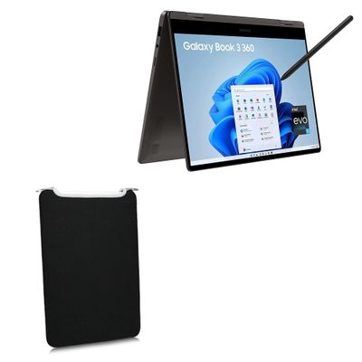BoxWave Case Compatible with Samsung Galaxy Book3 360 (13.3 in) - SlipSuit, Soft Slim Neoprene Pouch Protective Case Cover - Jet Black