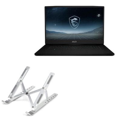 BoxWave Stand and Mount Compatible with MSI CreatorPro X17 (17.3 in) - Compact QuickSwitch Stand, Portable Multi Angle Viewing Foldable Riser - Metallic Silver