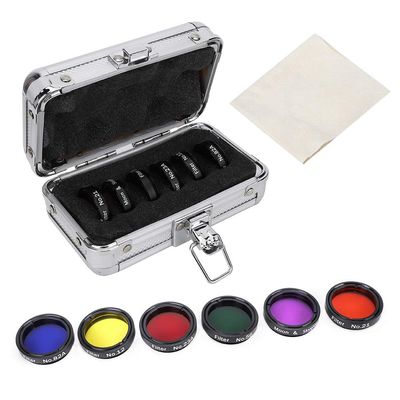 1.25 inches Telescope Moon Filter,6 Pcs 1.25inch Colorful Telescope Filter Kit with Storage Box for Telescopes Eyepieces