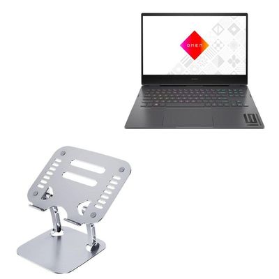 BoxWave Stand and Mount Compatible with HP Omen 16 (16-n0797) - Executive VersaView Laptop Stand, Ergonomic Adjustable Viewing Angle Metallic Riser - Metallic Silver