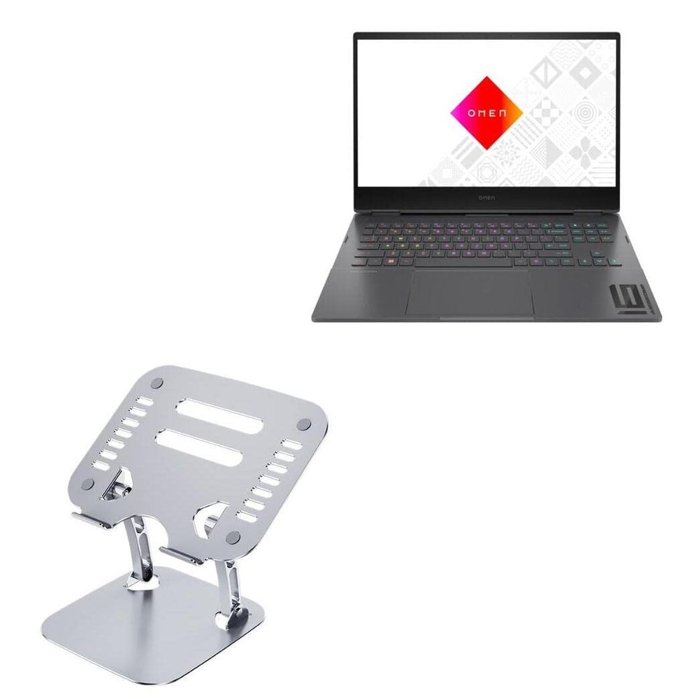 BoxWave Stand and Mount Compatible with HP Omen 16 (16-n0797) - Executive VersaView Laptop Stand, Ergonomic Adjustable Viewing Angle Metallic Riser - Metallic Silver