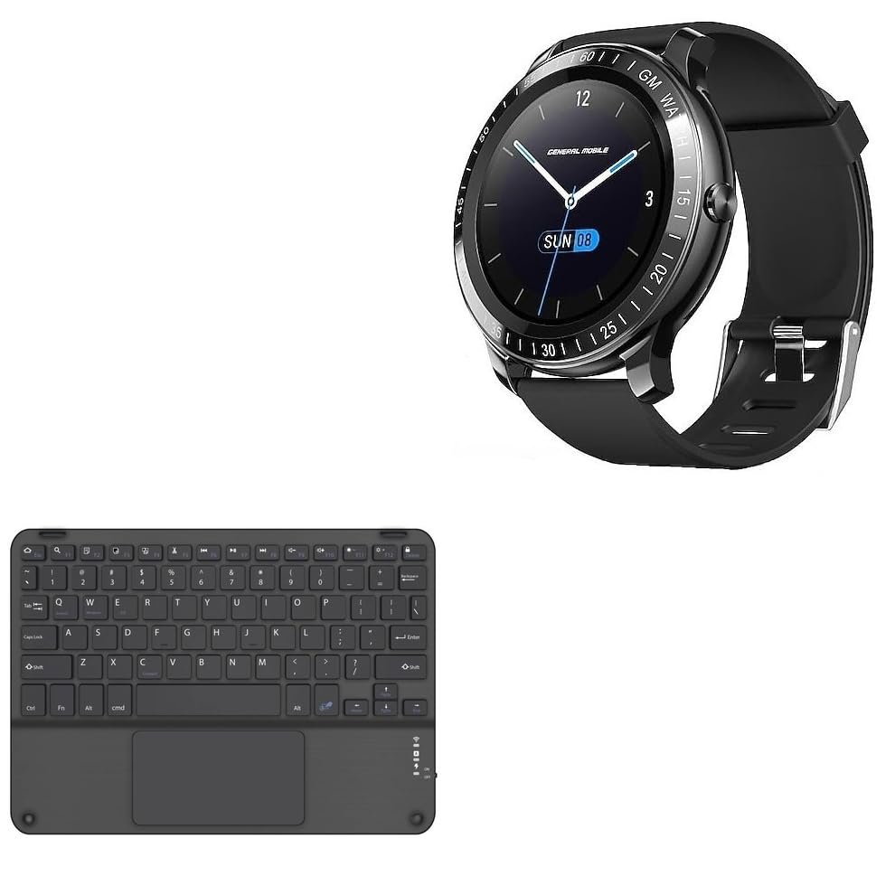 BoxWave Keyboard Compatible with General Mobile GMWatch - SlimKeys Bluetooth Keyboard with Trackpad, Portable Slim TouchPad - Jet Black