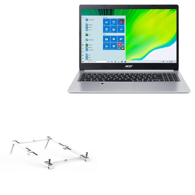 BoxWave Stand and Mount Compatible with Acer Aspire 5 (A515-46) - Pocket Aluminum Stand 3-in-1, Portable Multi Angle Viewing Riser - Metallic Silver