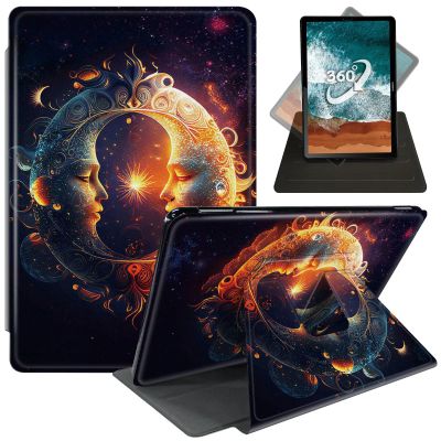 Case for 6.8'' Kindle Paperwhite (11th Generation,2021)+Paperwhite Signature Edition,360 Degree Rotating Swivel Stand Cover for Paperwhite E-Reader 6.8 Inch-Sun and Moon Mystical