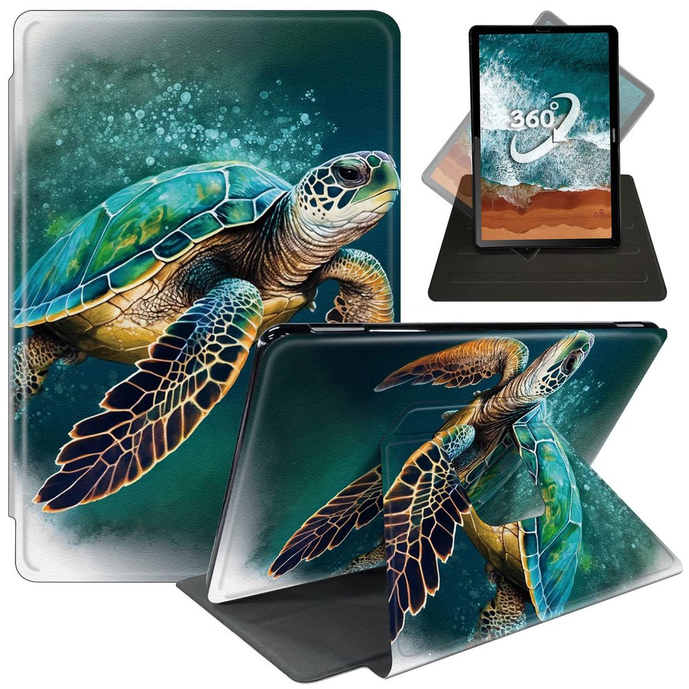 Case for 6.8'' Kindle Paperwhite (11th Generation,2021)+Paperwhite Signature Edition,360 Degree Rotating Swivel Stand Cover for Paperwhite E-Reader 6.8 Inch-Green Sea Turtle