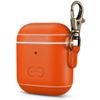 Dreem Om Case Cover with Keychain Clip Compatible with AirPods 1 & 2, Vegan Leather Airpods Case for Men & Women, Luxury Earbuds Accessory for Apple iPhone - Orange view 1