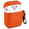 Dreem Om Case Cover with Keychain Clip Compatible with AirPods 1 & 2, Vegan Leather Airpods Case for Men & Women, Luxury Earbuds Accessory for Apple iPhone - Orange view 2