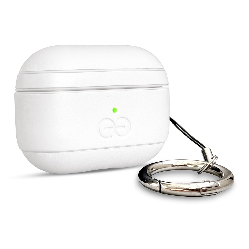 Dreem Om Case Cover with Keychain Clip Compatible with AirPods Pro 2/Pro, Protective One-Piece Hard Shell, Luxury Vegan Leather AirPod Pro Case 2nd/1st Generation with Separate Clip [White]
