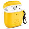 Dreem Om Case Cover with Keychain Clip Compatible with AirPods 1 & 2, Vegan Leather Airpods Case for Men & Women, Luxury Earbuds Accessory for Apple iPhone - Yellow view 2