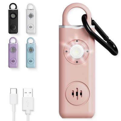 Rechargeable Personal Alarm Keychain for Women, 130dB, USB-C Charging, Pink