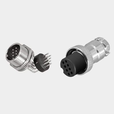 GX16 Connector 8Pin Straight Female Plug to Right Angled Male Socket Front Mount Solder Type for PCB