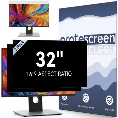 [2 Pack] 32 Inch Computer Privacy Screen Filter for 16:9 Widescreen Monitor, Removable Eye Protection Anti Glare Blue Light Filter Privacy Shield, Anti Scratch Anti Spy Screen Protector Film 32 In