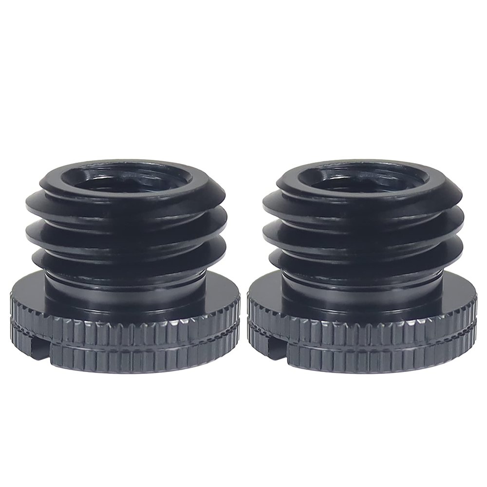 FEICHAO D18 1/4-20 3/8-16 Female to 5/8-27 * 9 5/8-11 * 9 Male Screw with Reinforced Side Holes Conversion Screw for Camera Tripod Gimbal Conversion Accessories (2 PCS, Black 3/8-16 to 5/8-27 * 9)