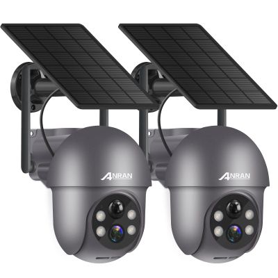 ANRAN 3MP Security Camera Wireless Outdoor, 2K Solar Outdoor Camera with 360 View, Smart Siren, Spotlights, Color Night Vision, PIR Human Detection, Pan Tilt Control, 2-Way Talk, Q01 Grey 2 Packs