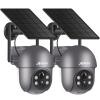ANRAN 3MP Security Camera Wireless Outdoor, 2K Solar Outdoor Camera with 360 View, Smart Siren, Spotlights, Color Night Vision, PIR Human Detection, Pan Tilt Control, 2-Way Talk, Q01 Grey 2 Packs view 1