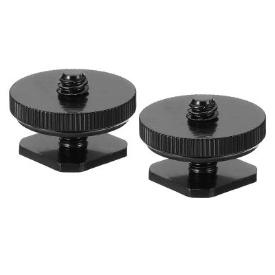 PATIKIL 1/4"-20 Camera Hot Shoe Mount, 2 Pack Flash Cold Shoe Mount Tripod Screw Adapter for DSLR Rig, Black
