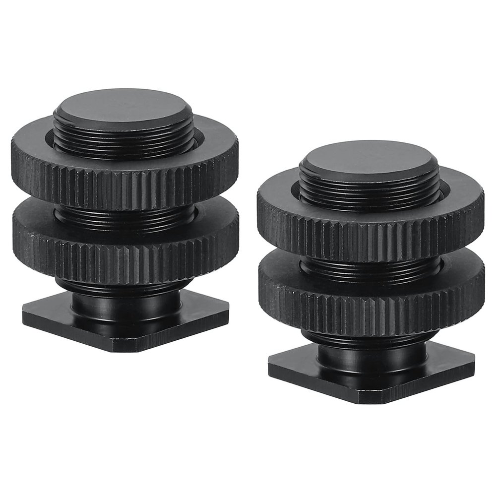PATIKIL Male 5/8" to Female 1/4" Camera Hot Shoe Mount, 2 Pack Flash Cold Shoe Mount Tripod Screw Adapter for DSLR Rig, Black