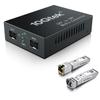 10G SFP+ Media Converter, Dual SFP+ Port, Fiber to Ethernet Converter with 10GBase-T and 10 Gigabit SFP+ SR Module, Support CAT6.a/7 and Multimode LC Fiber Cable, MMF, 850nm, up to 300m view 1