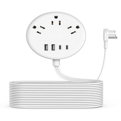 Flat Extension Cord 25 ft, NTONPOWER Flat Plug Power Strip with 3 Outlets 4 USB Ports(2 USB C), Ultra Thin Extension Cord Under Carpet, Mountable, Long Outlet Extender for Indoor Home Office Room