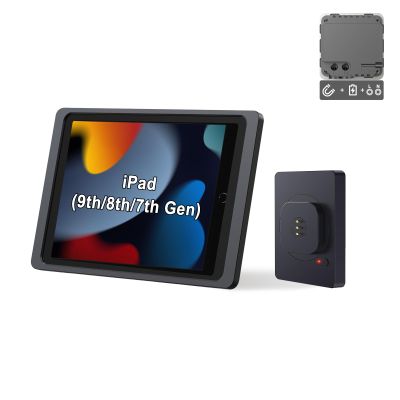 EMONITA Magnetic Wall Mount with Charging Case A7 for iPad (9th / 8th / 7th Generation) 10.2-Inch. 100-250V AC 18W Quick Charge, Strong Magnets, 360 Rotation