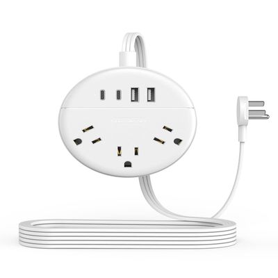 Flat Extension Cord 10 ft, NTONPOWER Flat Plug Power Strip with 3 Outlets 4 USB Ports(2 USB C),Ultra Thin Extension Cord Under Carpet, Mountable, Outlet Extender Long Cord for Home Office, Dorm Room