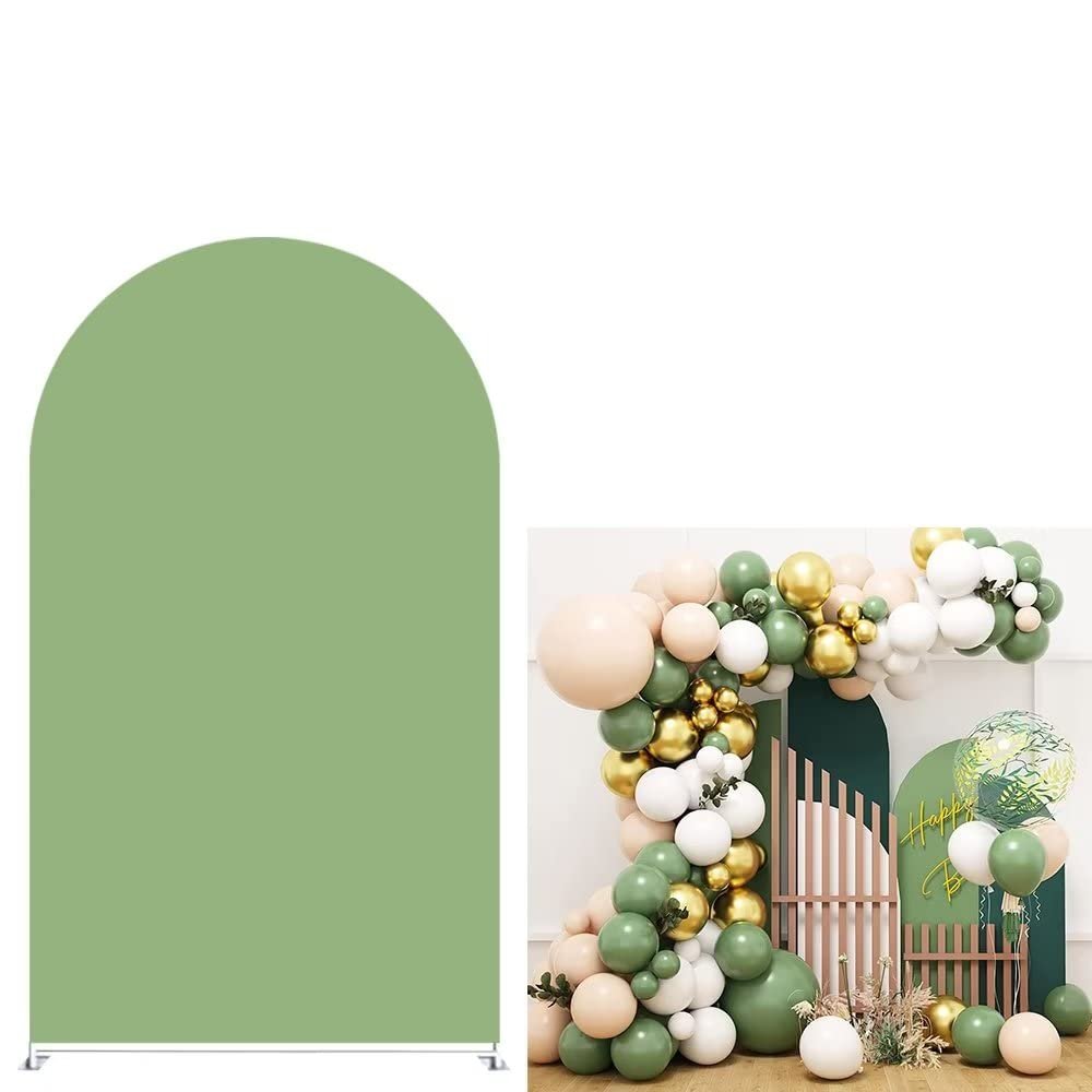 Aerdce Mint Green Arched Fabric Cover, Double-Sided Stretchy Chiara Backdrops Green Arch Stand Covers for Birthday Parties Baby Shower Wedding Decor Supplies GX-374-4x7ft
