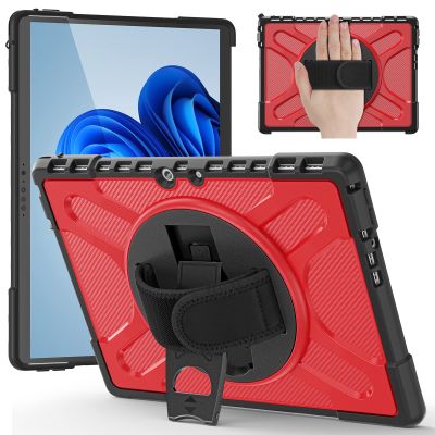 AdirMi Case for Microsoft Surface Pro 8 Case 13 Inch 2021, Military Grade Shockproof Case with 360 Rotating Stand/Hand, Compatible with Type Cover Keyboard,Red