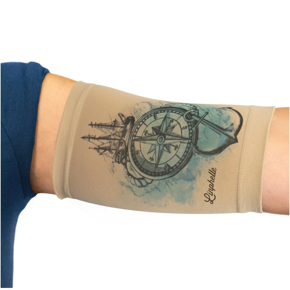Linphelle Coverpicc - Upper Arm Cover for Picc Line, Soft Microfiber Arm Sleeve, Ideal for Picc Line, Glucose Sensor, Tattoo or Wounds, Compass, Size X-Large