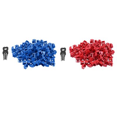 Molieeigin 200Pcs Red/Blue RJ45 Port Ethernet LAN Hub Anti Dust Cover Plug Cap Blockout Protector with Proprietary Lock and Key