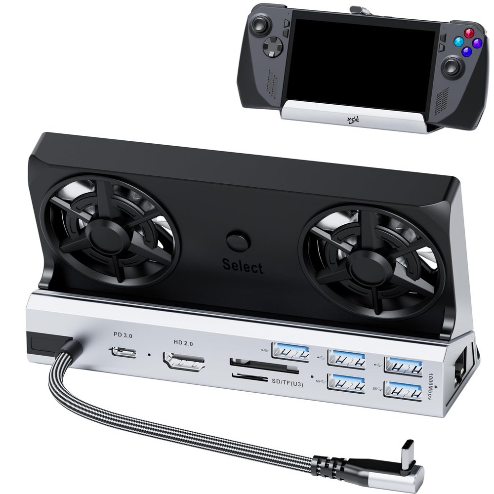 Dual Cooling Fans 13 in 1 Steam Deck Docking Station with 4K@60Hz 5 USB Ports,1000Mbps,SD/TF Slot,USB-C 100W PD, 40Gbps Adapter for Steam Deck/Rog Ally/Switch/Legion Go