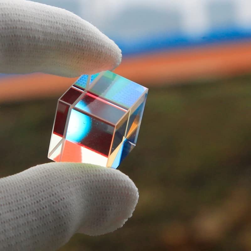 GatherTOOL 1Pc K9 Six-Sided Bright Light Cube Photographic Prism Color Dichroic Glass Cube Optical Glass X-Cube Beam Combiner Prism 20 * 20 * 17mm Customized Home Accessories