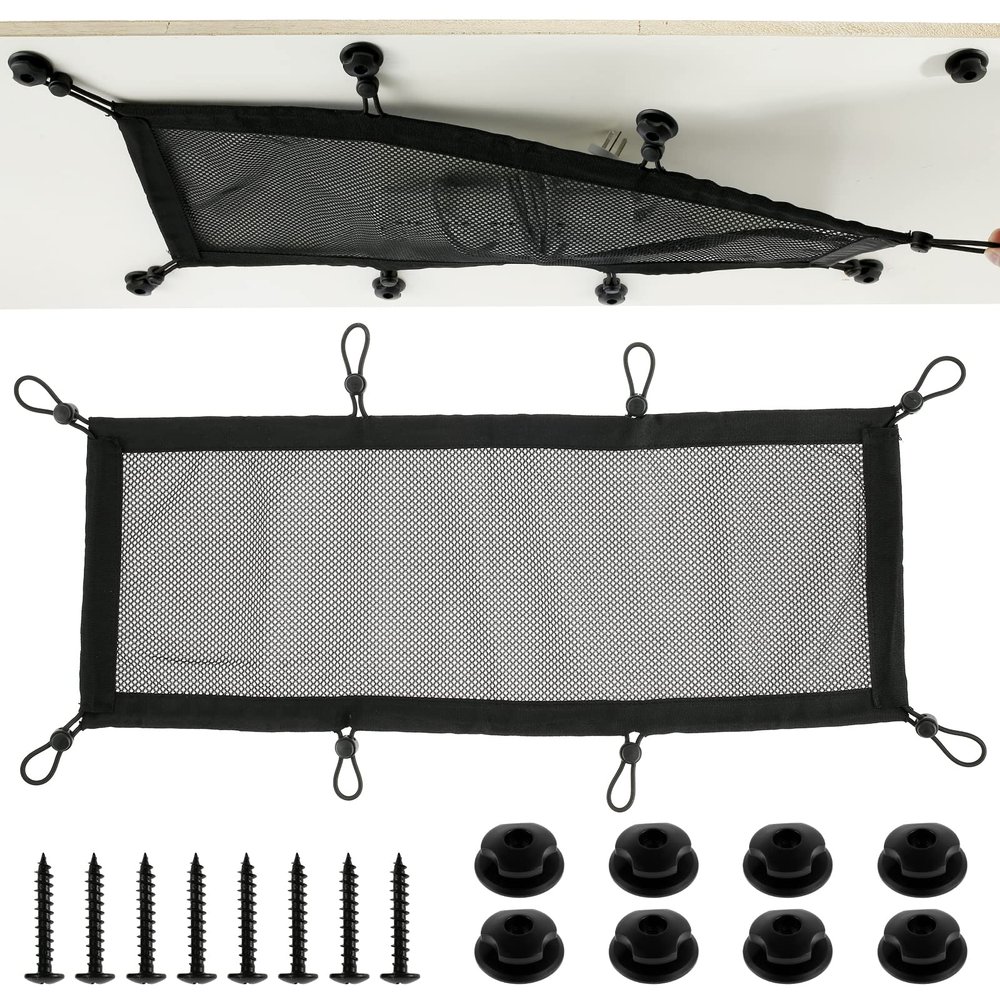 Ihvewuo Cable Management Under Desk Net Large Capacity Flexible Adjustable Wire Organizer Net Privacy Under Desk Mesh Cord Organizer Tear Resistant Cable Holder for Home Office Workbench
