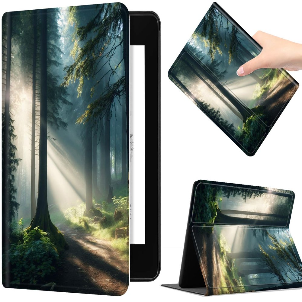 Slim Shell Case for 6.8" Kindle Paperwhite (11th Generation 2021)  Kindle Paperwhite Signature Edition, Premium PU Leather Lightweight Auto Sleep/Wake Cover with Stand, Forest