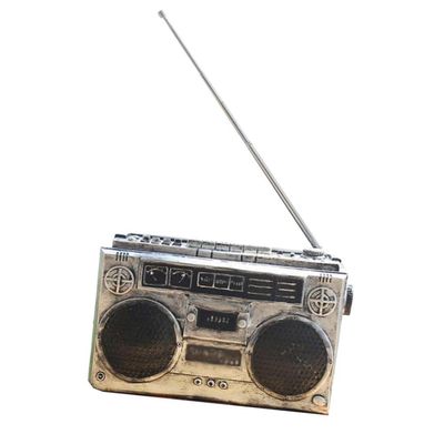 Misppro Retro Radio Model Resin Ornaments Vintage Radio Craft Decorations Gift - Silver 7.09x2.76x4.41inch