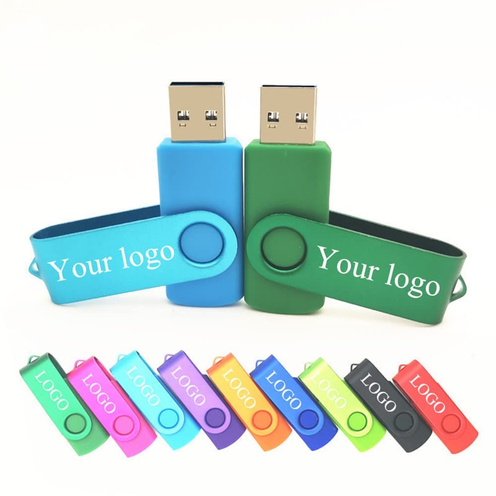 10 Pack Custom Wedding USB Flash Drive, Personalize Business Photography Logo Rotate USB Drives Thumb Drive, Memory Stick Jump Drive Pen Drive (10 Pack 128GB)