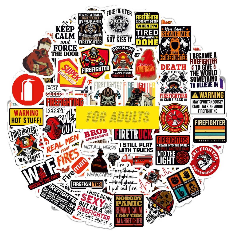 100Pcs Funny Firefighter Stickers - Fireman Stickers & Decals for Hard Hat - Funny Firefighter Hard Hat Gifts