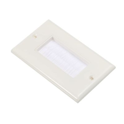 PATIKIL Brush Wall Plate Decoration Wall Panel Cable Pass Through Single Gang Plate Mounts 114mmx70mm White for Low-Voltage Cables