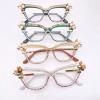 willochra Cat Eye Reading Glasses for Women Stylish Rhinestone Narrow Ladies Computer Readers Glasses (white, 3.25, multiplier_x) view 3